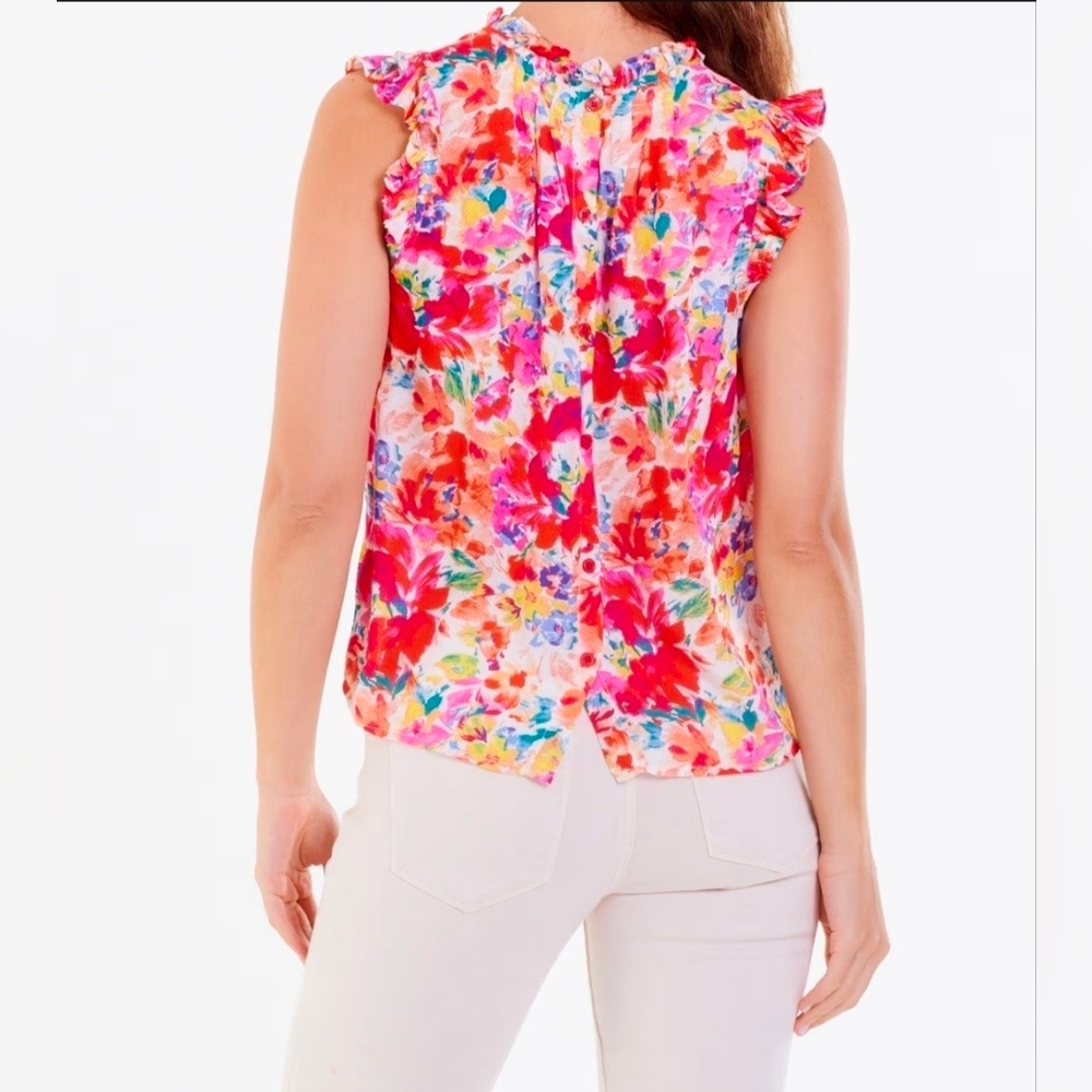 Dear John Multicolor Floral Blouse With Back Buttons NWT Size L - Picture 6 of 6